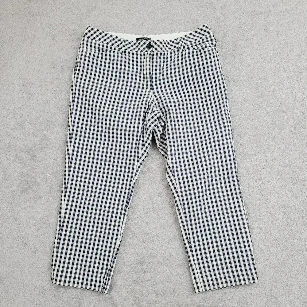 Lands' End Black & White Gingham Cropped Pants